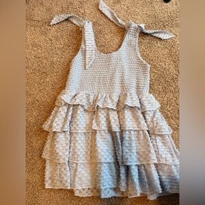 Womens Light Blue Tiered Ruffle Summer Dress - Soft Textured Fabric